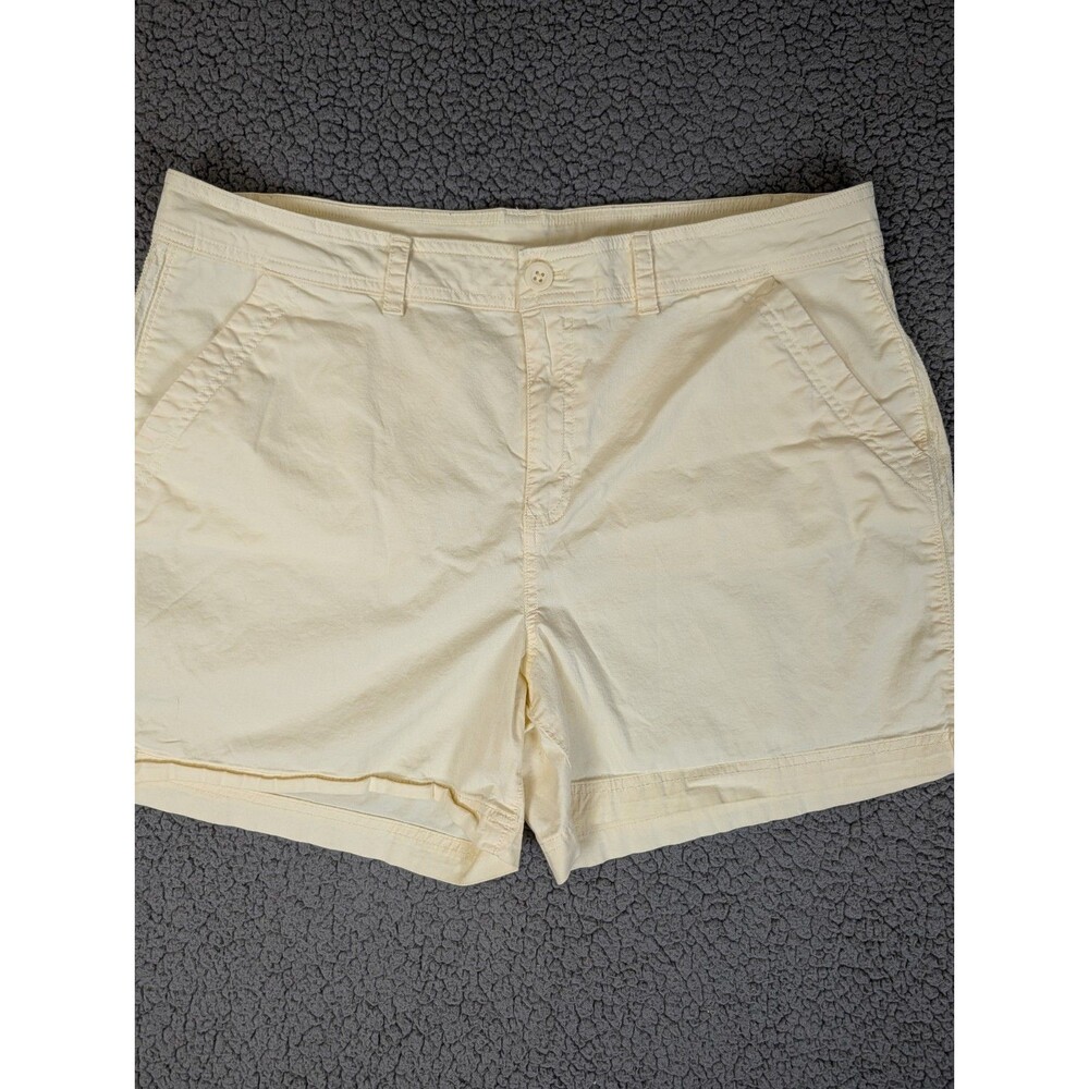 Eddie Bauer Shorts Womens Size 18 Butter Yellow Cotton High Waisted Pockets 5"